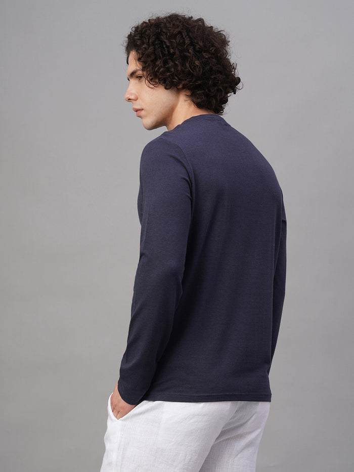 Men's Cotton Bamboo Elastane Slim Fit Tshirt Navy
