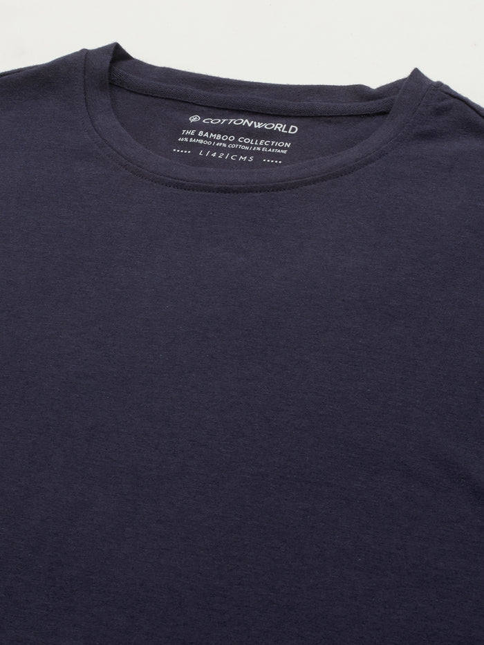 Men's Cotton Bamboo Elastane Slim Fit Tshirt Navy