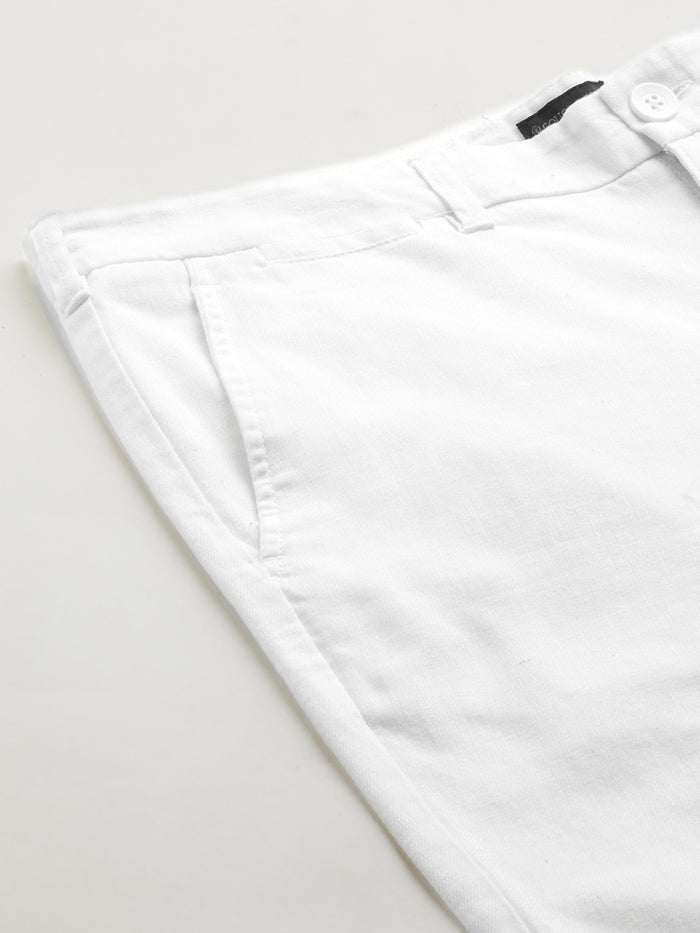 Men's Cotton Linen Regular Fit Shorts White
