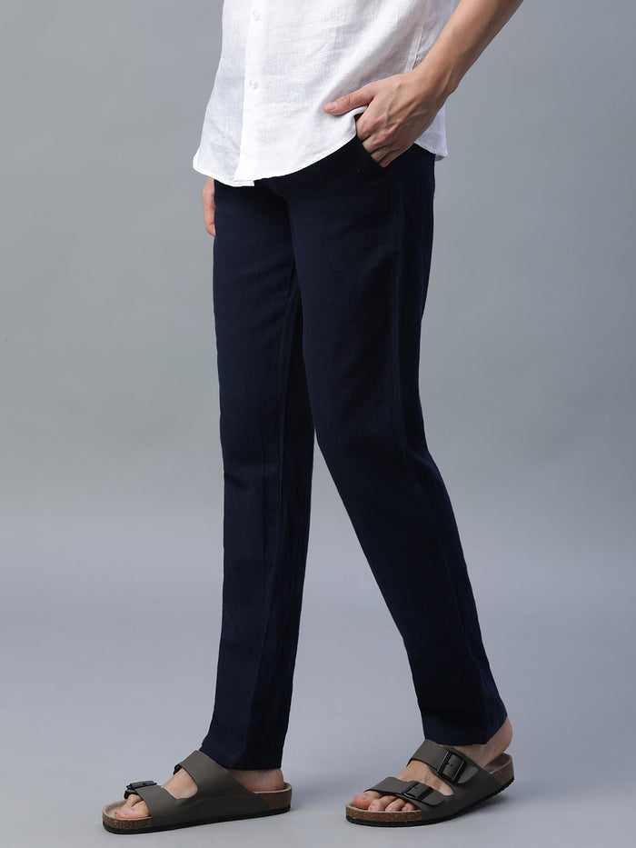 Men's Cotton Linen Slim Fit Pant Navy