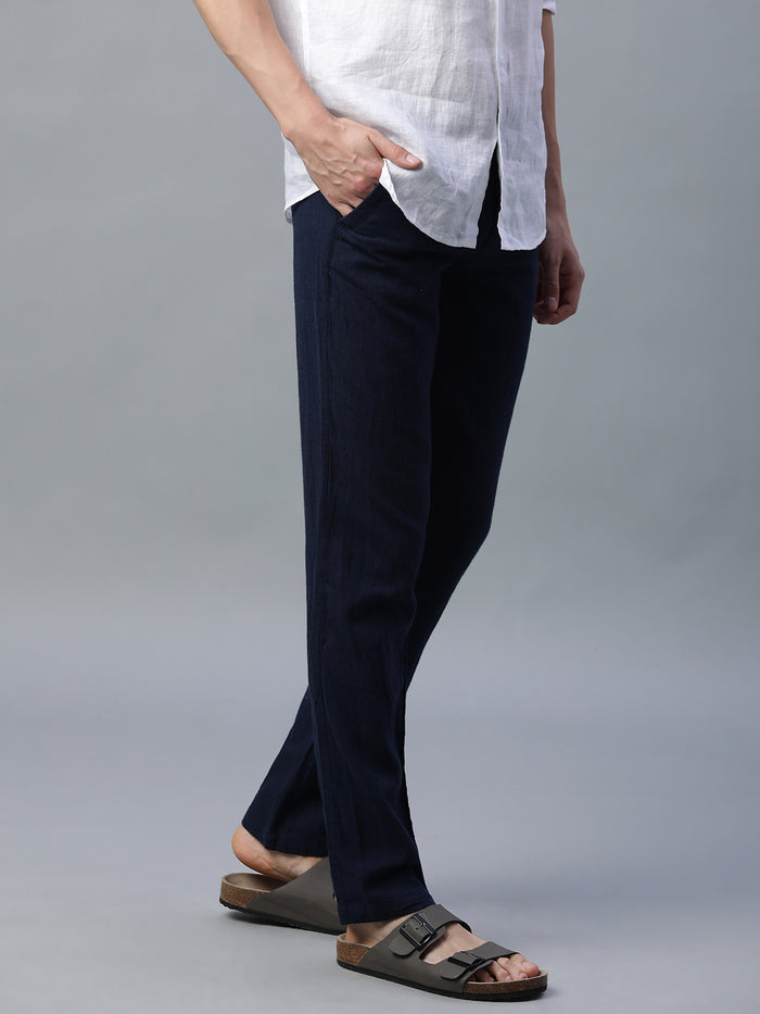 Men's Cotton Linen Slim Fit Pant Navy