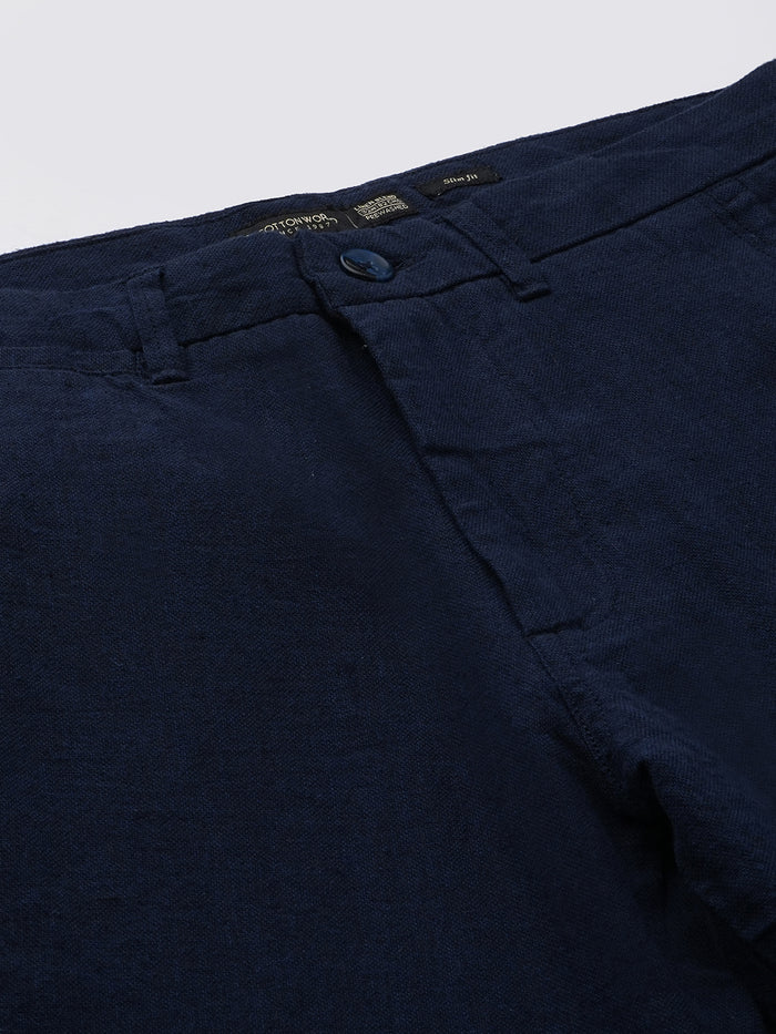 Men's Cotton Linen Slim Fit Pant Navy