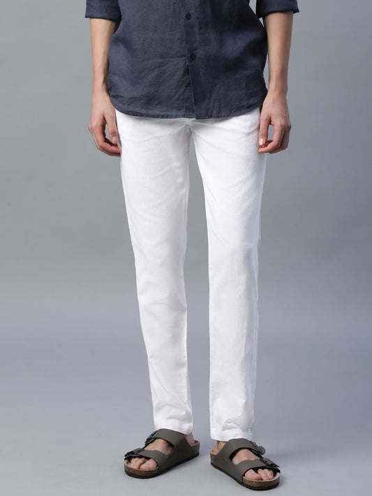 Men's Cotton Linen Slim Fit Pant White