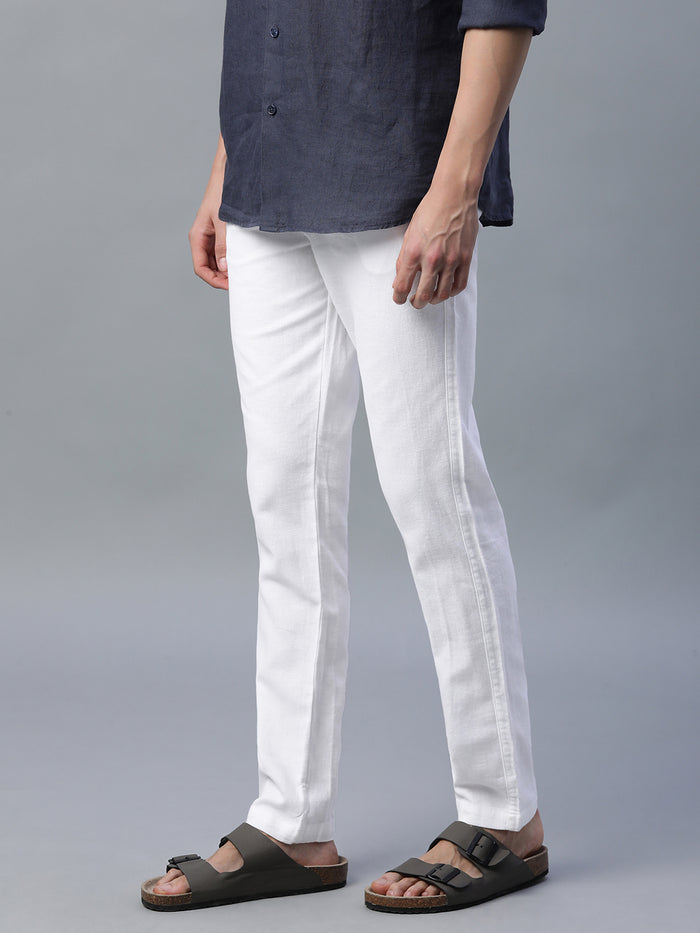 Men's Cotton Linen Slim Fit Pant White