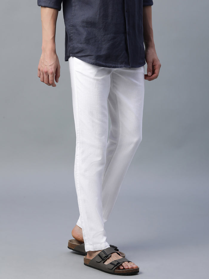 Men's Cotton Linen Slim Fit Pant White