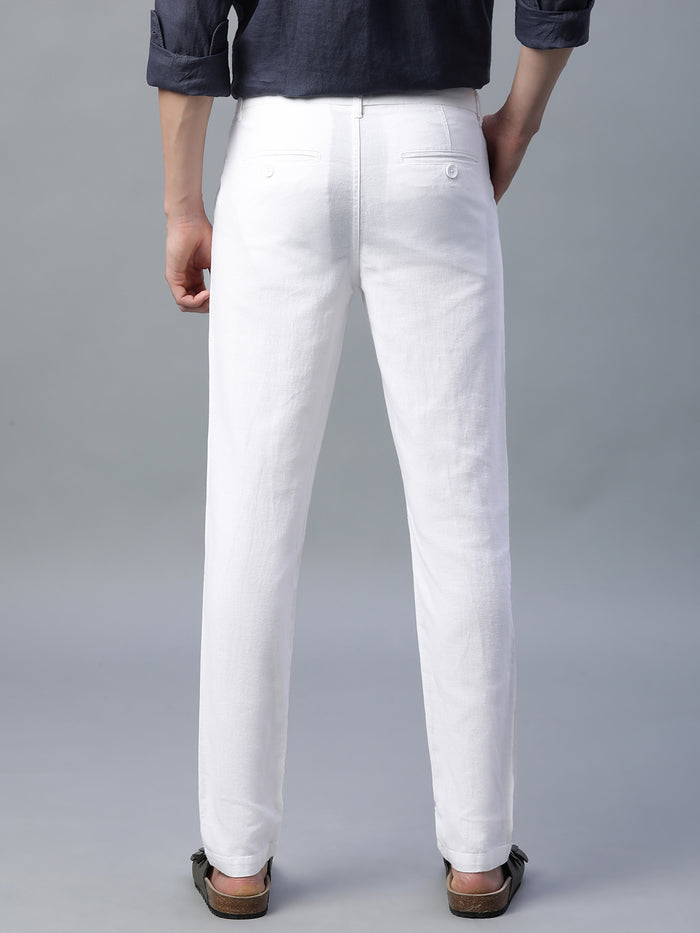 Men's Cotton Linen Slim Fit Pant White
