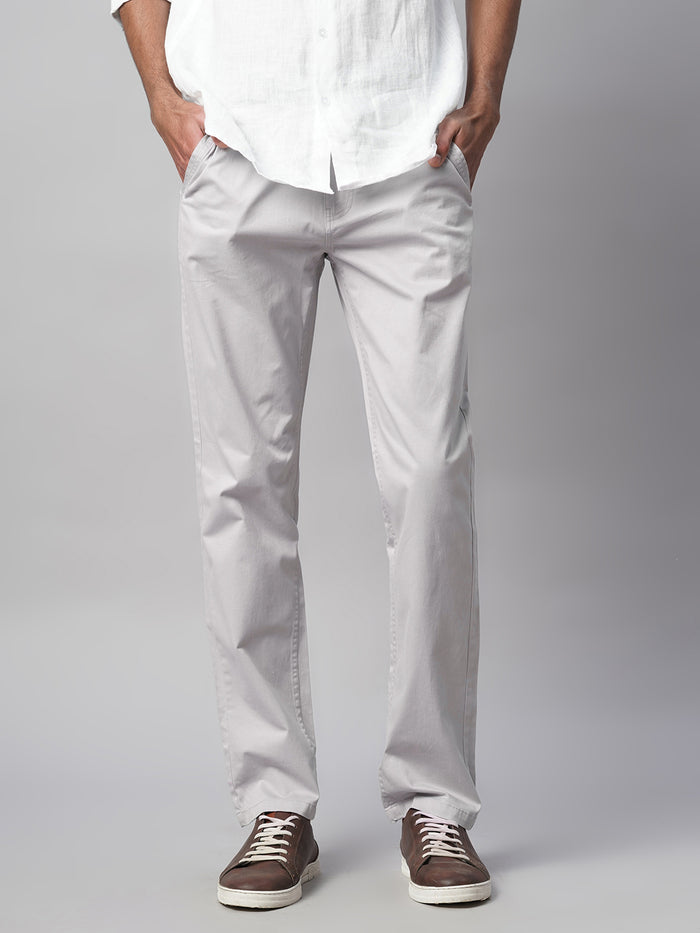 Men's Cotton Lycra Regular Fit Pant Grey