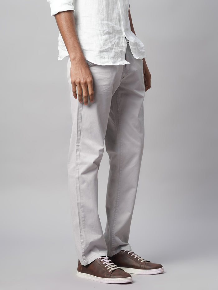 Men's Cotton Lycra Regular Fit Pant Grey