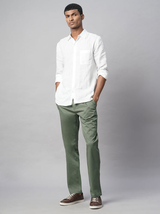 Men's Cotton Lycra Regular Fit Pant Lt.Olive