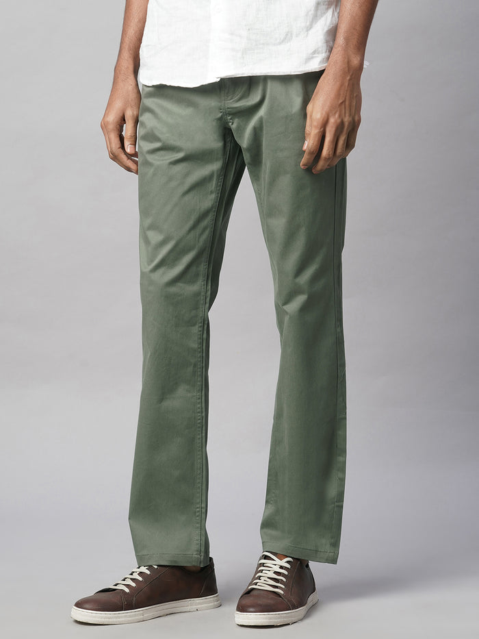 Men's Cotton Lycra Regular Fit Pant Lt.Olive