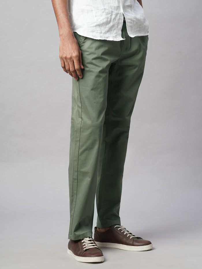 Men's Cotton Lycra Regular Fit Pant Lt.Olive