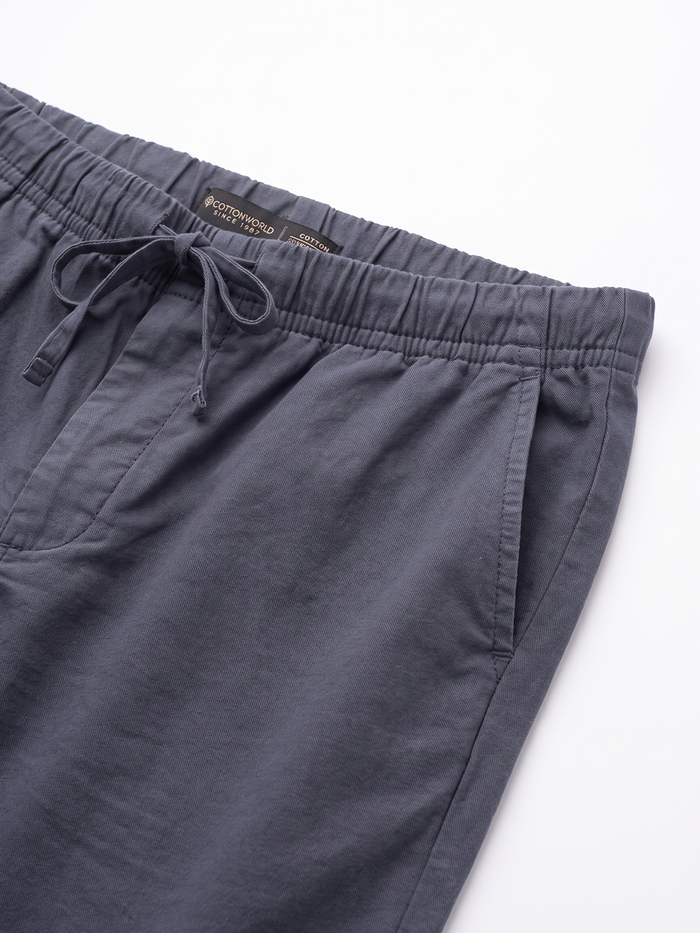 Men's Cotton Lycra Regular Fit Pocket Pants Navy