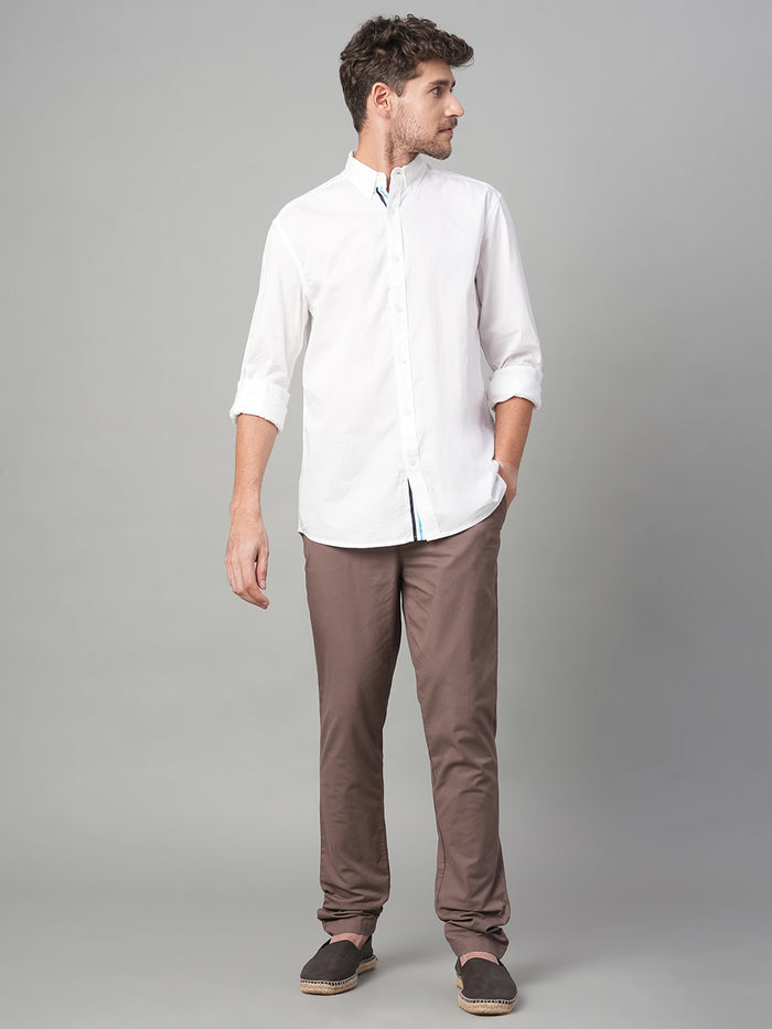 Men's Cotton Lycra Slim Fit Pant Brown