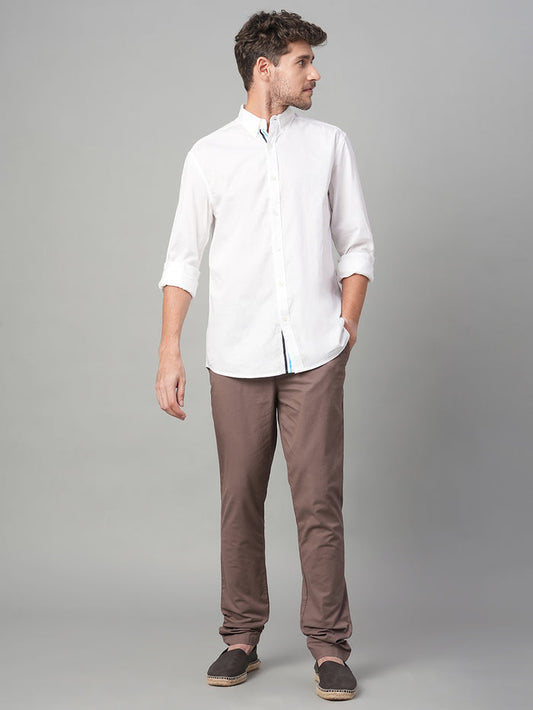 Men's Cotton Lycra Slim Fit Pant Brown
