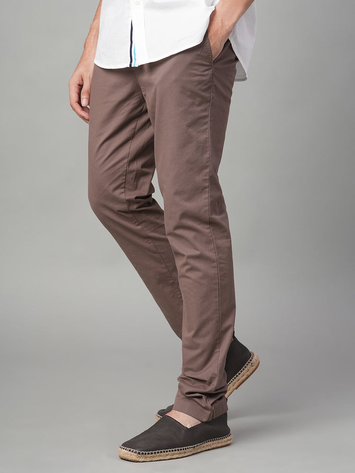 Men's Cotton Lycra Slim Fit Pant Brown