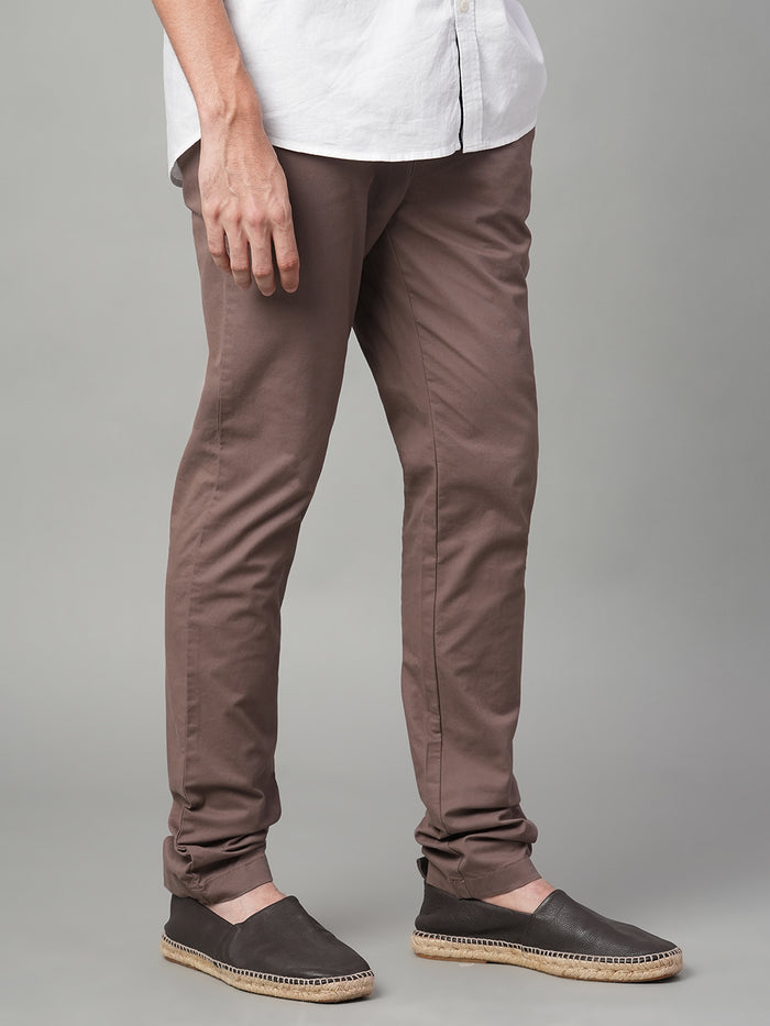 Men's Cotton Lycra Slim Fit Pant Brown