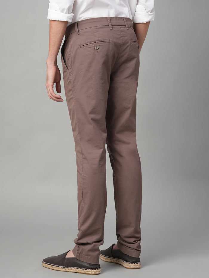 Men's Cotton Lycra Slim Fit Pant Brown