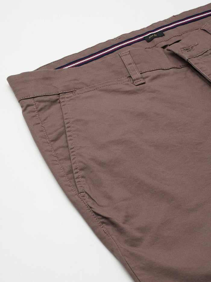 Men's Cotton Lycra Slim Fit Pant Brown