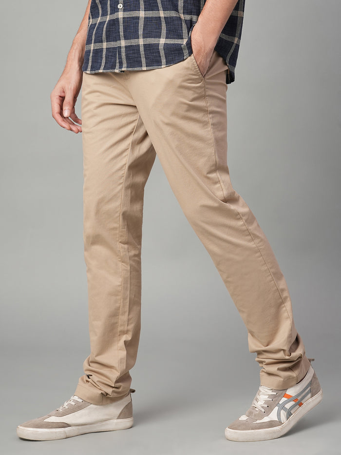 Men's Cotton Lycra Slim Fit Pocket Pants Khaki