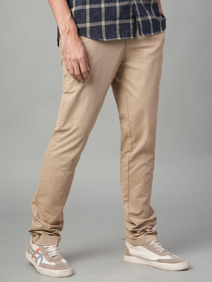 Men's Cotton Lycra Slim Fit Pocket Pants Khaki