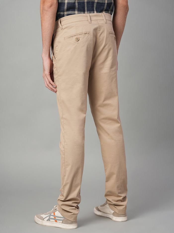 Men's Cotton Lycra Slim Fit Pocket Pants Khaki