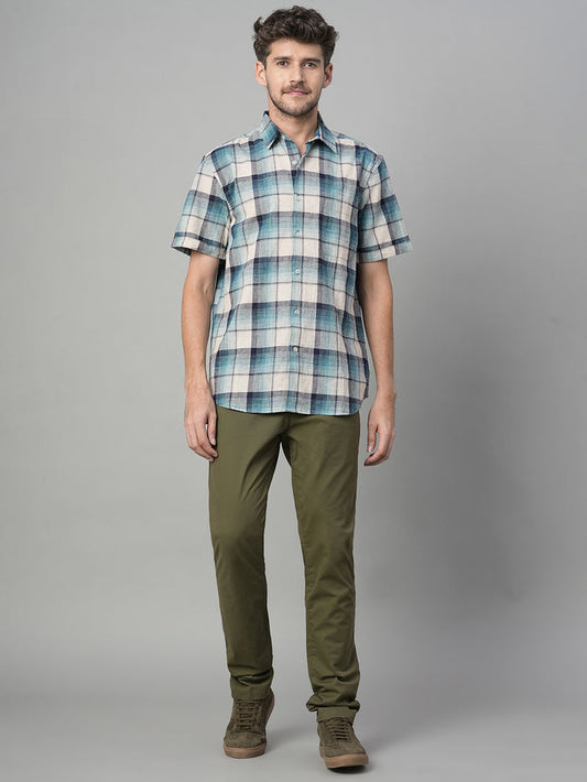 Men's Cotton Lycra Slim Fit Pocket Pants Olive
