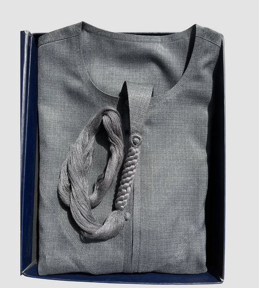 Mens Deep Grey Cashmere Wool Emirati Thobe