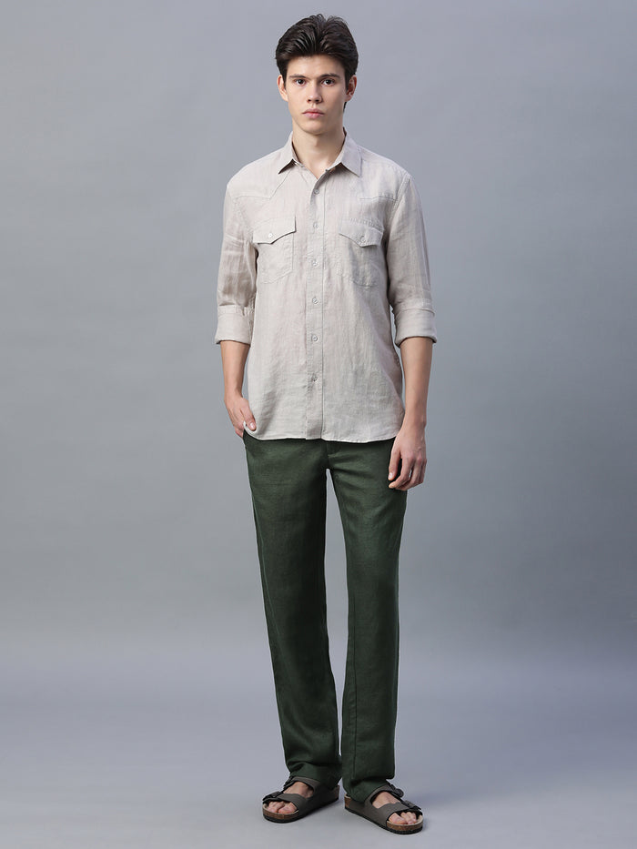 Men's Linen Excel Regular Fit Pant Green