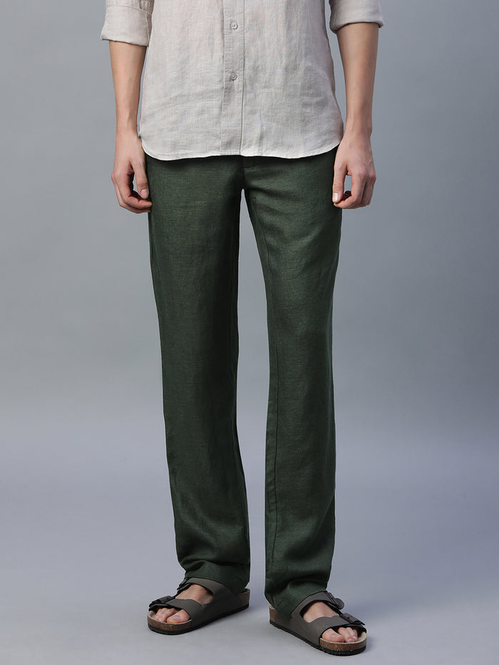 Men's Linen Excel Regular Fit Pant Green