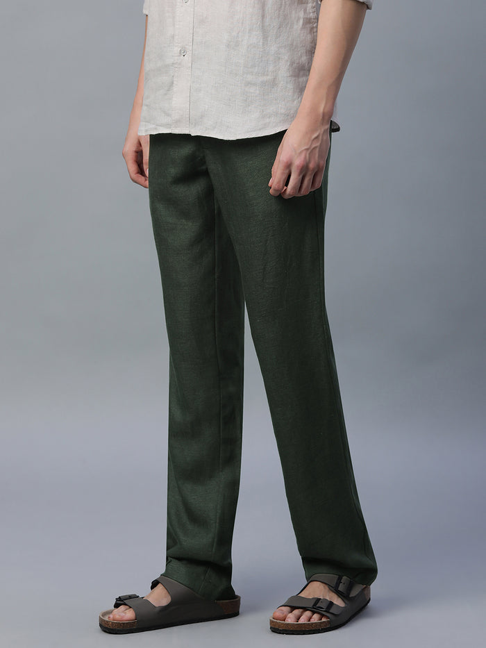 Men's Linen Excel Regular Fit Pant Green