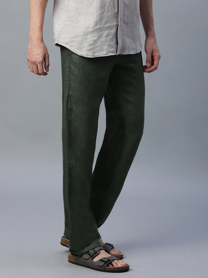 Men's Linen Excel Regular Fit Pant Green