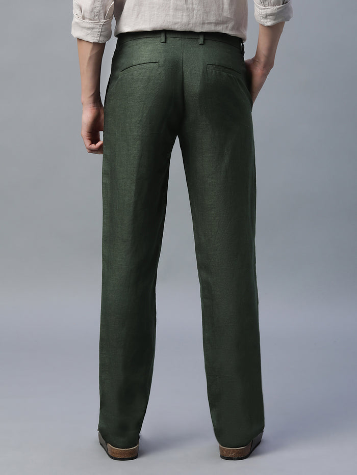 Men's Linen Excel Regular Fit Pant Green