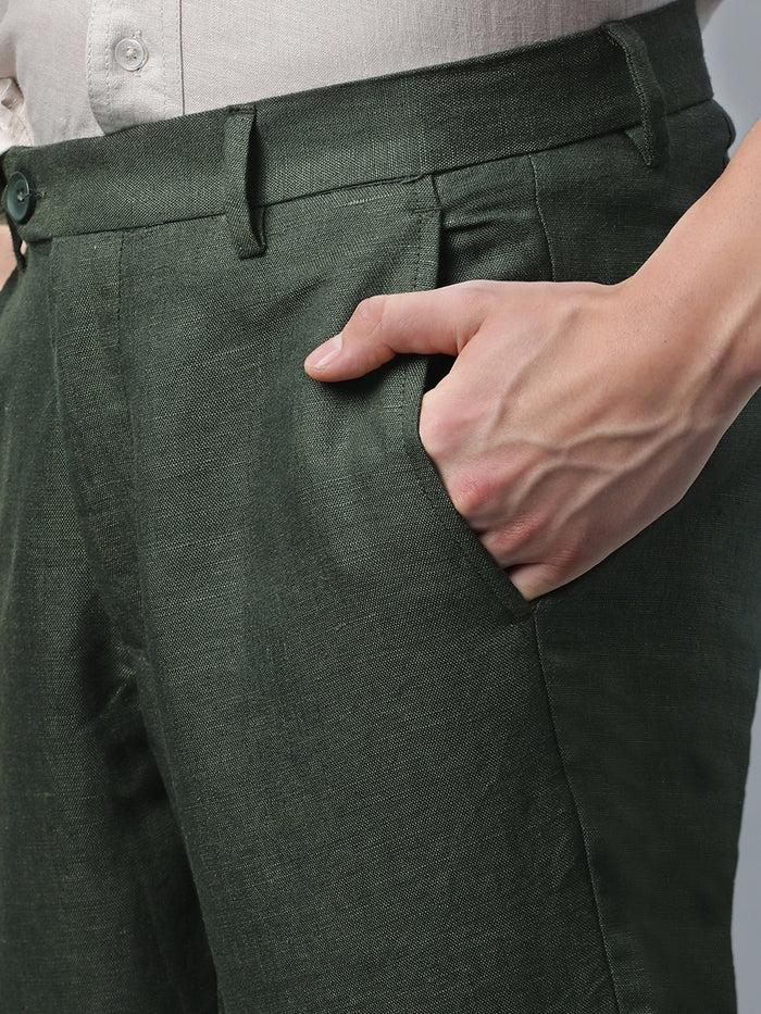 Men's Linen Excel Regular Fit Pant Green