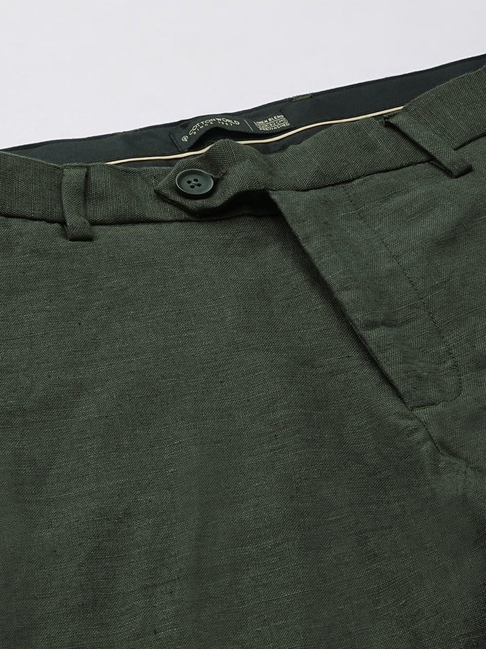 Men's Linen Excel Regular Fit Pant Green
