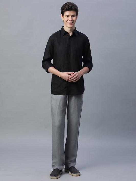 Men's Linen Excel Regular Fit Pant Grey