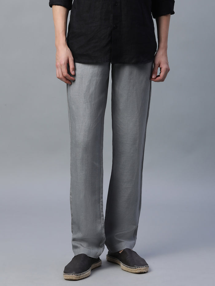Men's Linen Excel Regular Fit Pant Grey