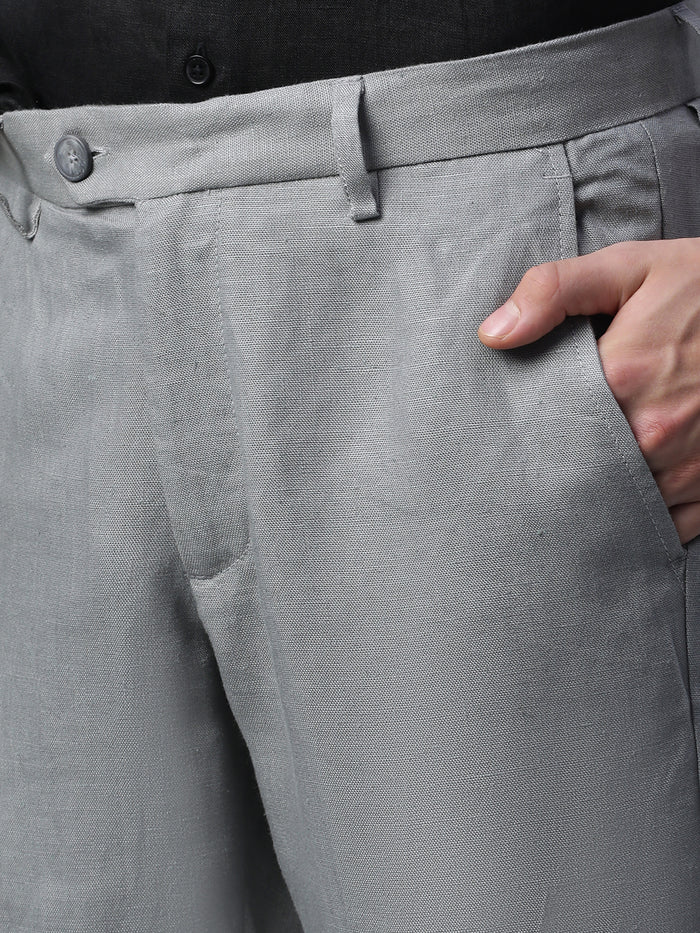 Men's Linen Excel Regular Fit Pant Grey