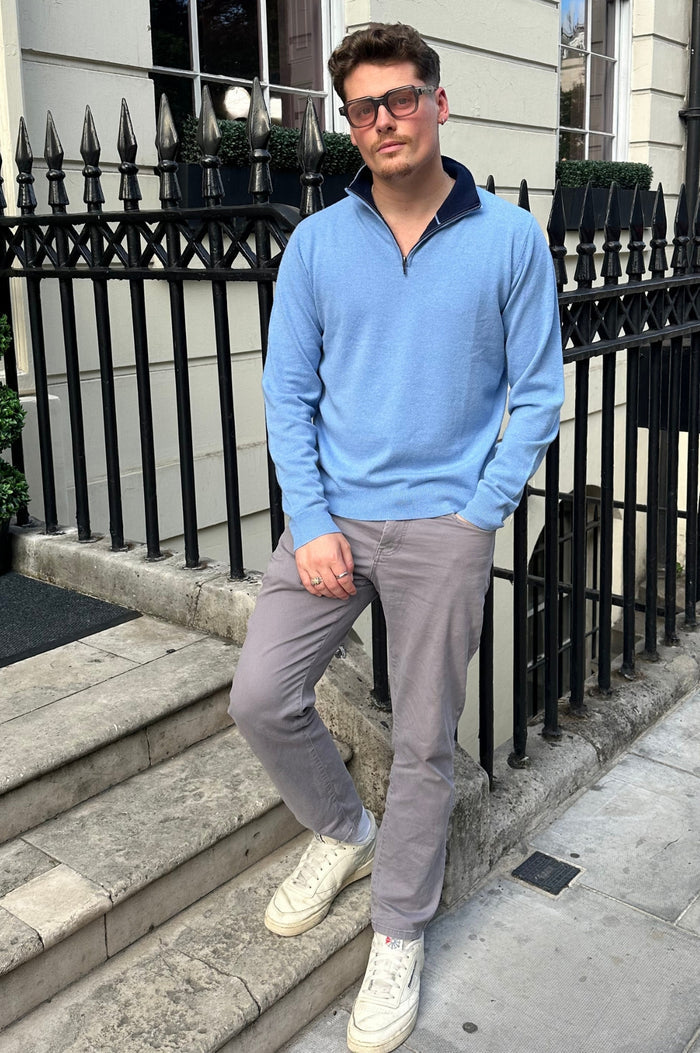 Men's Merino Wool Quarter Zip | Blue/Navy