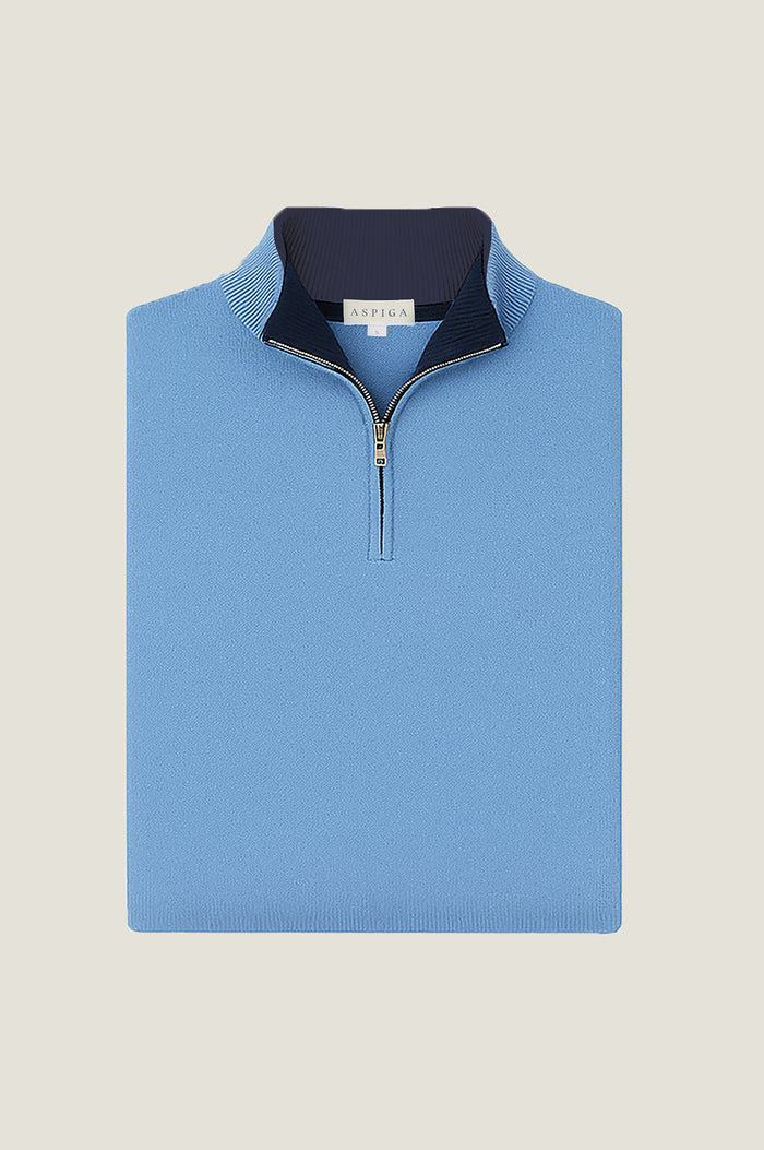 Men's Merino Wool Quarter Zip | Blue/Navy