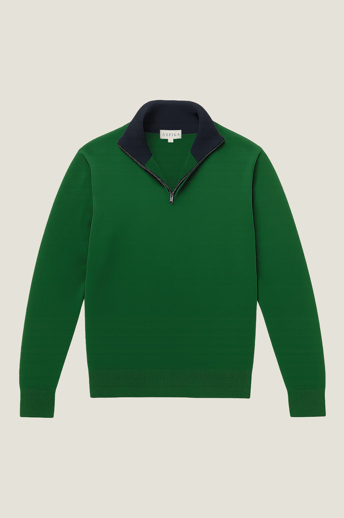 Men's Merino Wool Quarter Zip | Bright Green - Aspiga