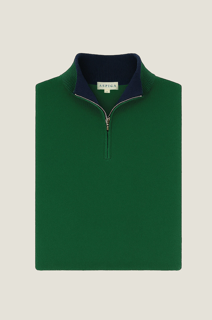 Men's Merino Wool Quarter Zip | Bright Green - Aspiga