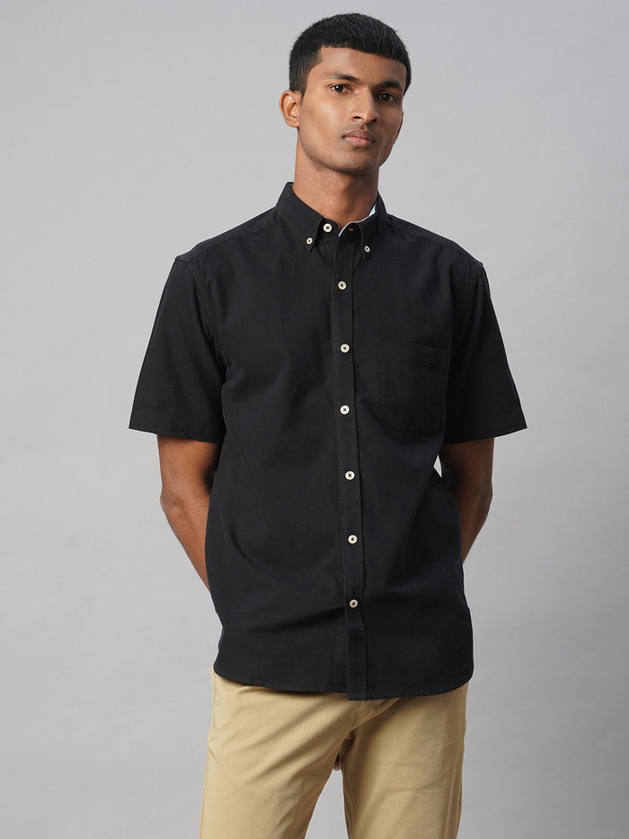 Men's Oxford 100% Cotton Regular Fit Shirt Black