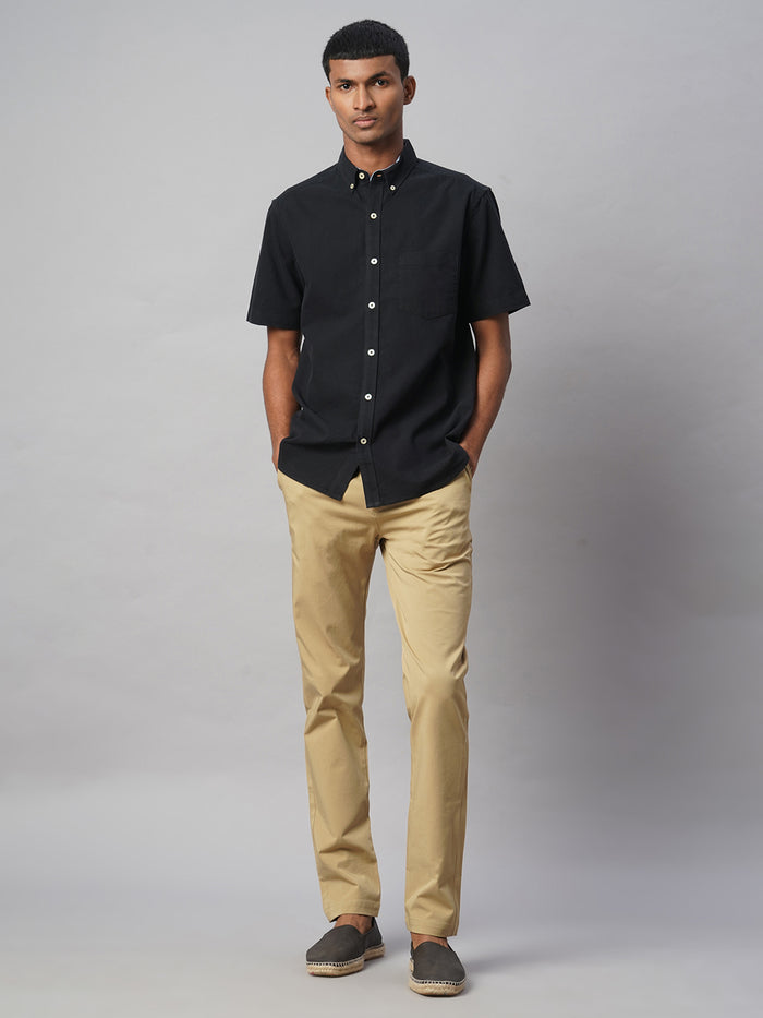 Men's Oxford 100% Cotton Regular Fit Shirt Black