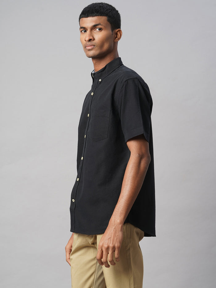 Men's Oxford 100% Cotton Regular Fit Shirt Black