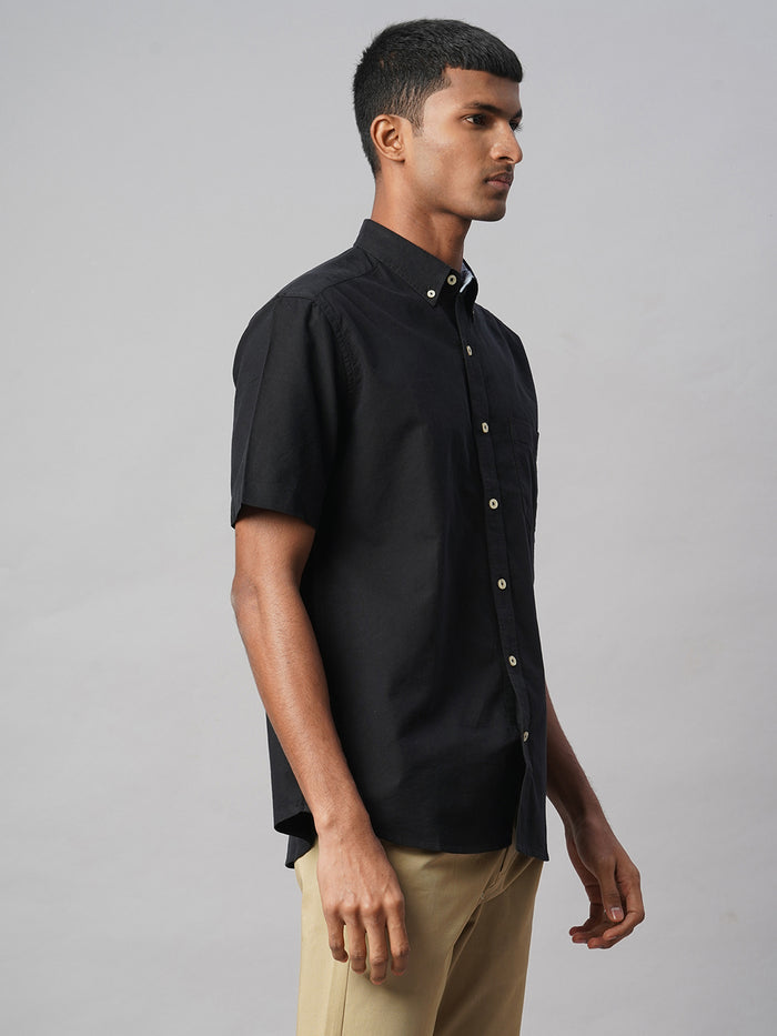 Men's Oxford 100% Cotton Regular Fit Shirt Black