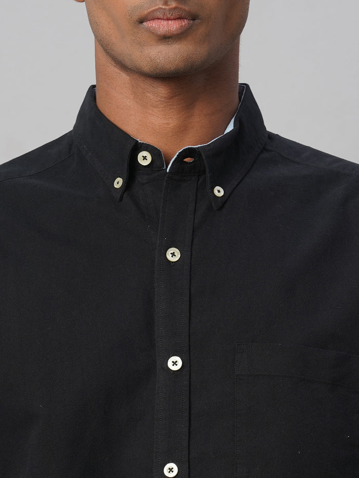 Men's Oxford 100% Cotton Regular Fit Shirt Black