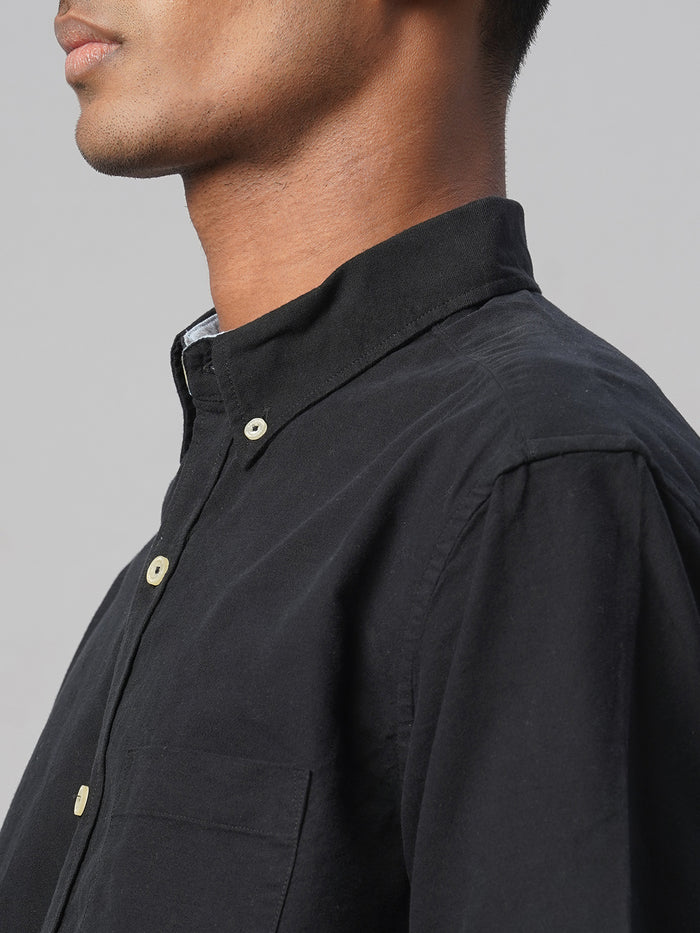 Men's Oxford 100% Cotton Regular Fit Shirt Black