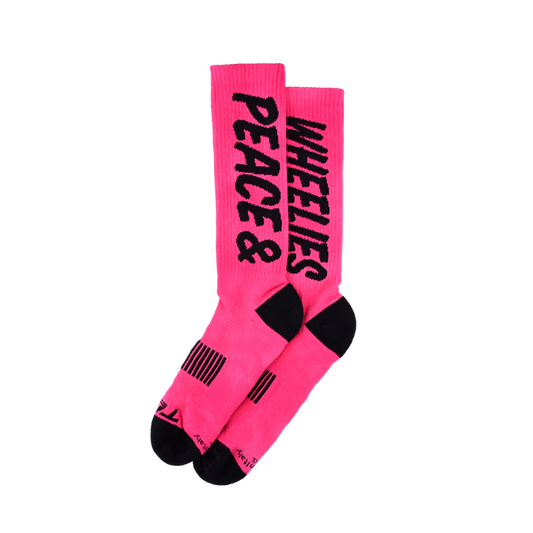 Mens Performance Socks Peace & Wheelies Fuscia
