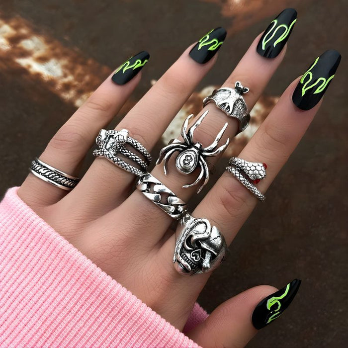 Men's Silver Ring Set (7 Pieces)