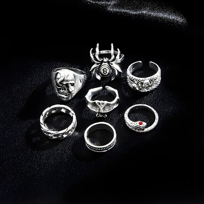 Men's Silver Ring Set (7 Pieces)